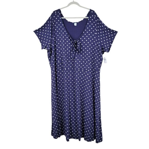 Old Navy Navy Blue Polka Dot Dress Women's Plus Size 4X Pinup Rockabilly Preppy - Picture 2 of 10